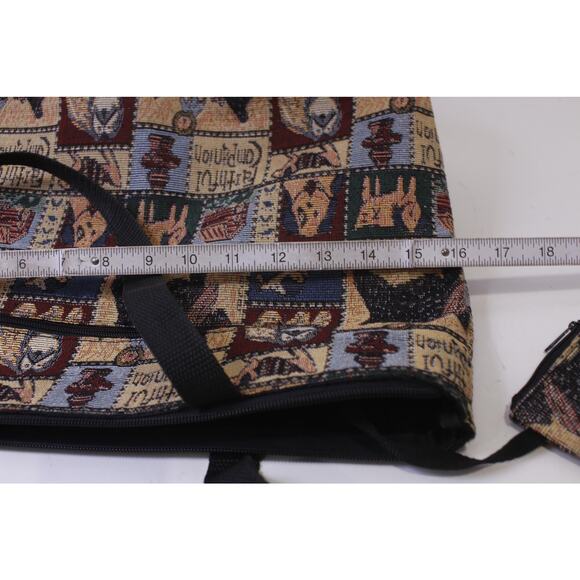 Faithful Companion, 90s Embroidered Cute Dogs Tapestry Design Tote with Little - Picture 3 of 4